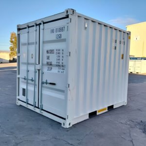 10ft x 8ft One-Trip Shipping Container – White Steel Storage Container