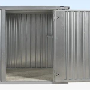 2m Flat Pack Metal Storage Unit – Galvanized Steel Store with Floor
